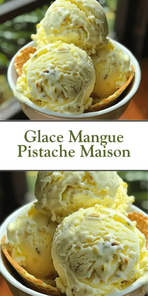 glace mangue pistache maison servie en coupe