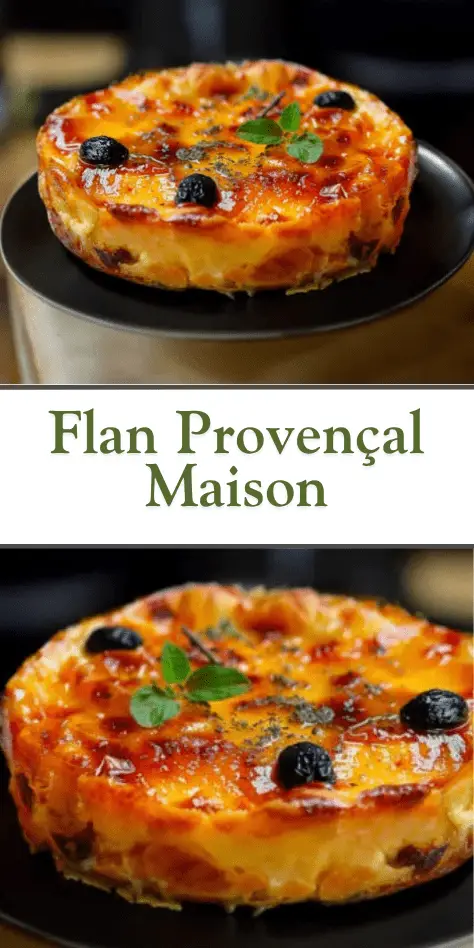 flan provençal salé aux légumes avec olives et herbes