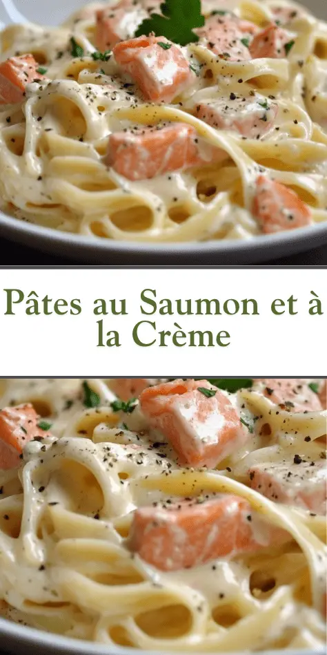 assiette de pâtes au saumon et à la crème onctueuse