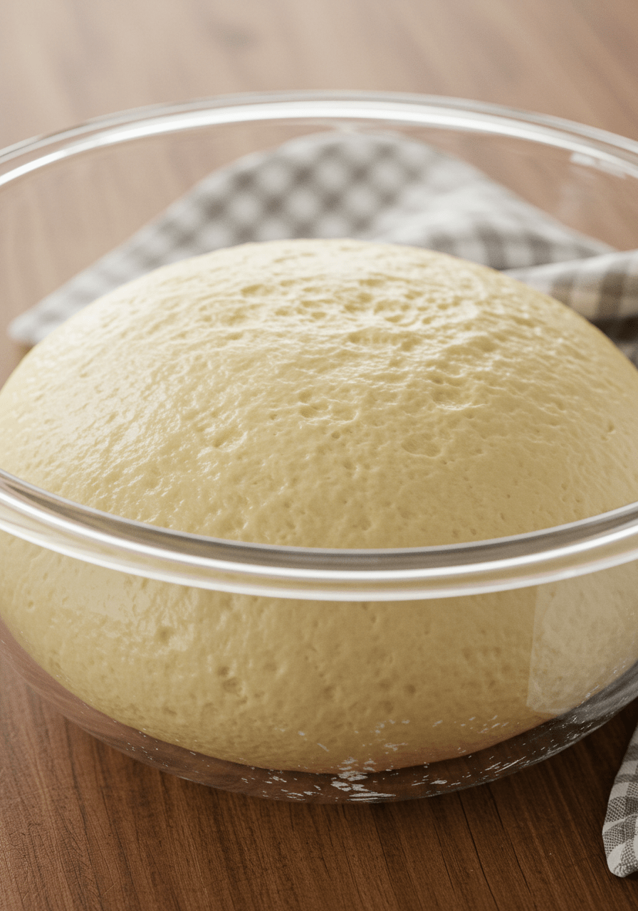Pâte maison pour beignets et brioches dans un saladier, prête à être utilisée