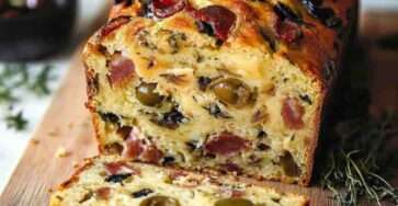 pain aux olives, bacon et fromage fait maison