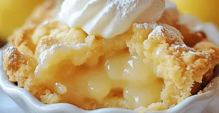 recette cobbler magique citron sortant du four