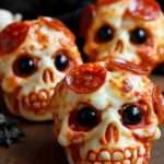 Crânes de pizza d’Halloween garnis et effrayants