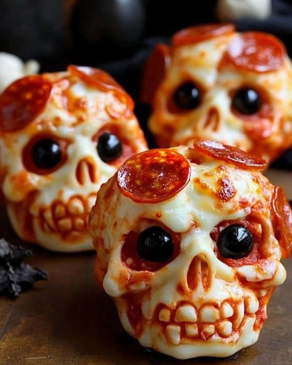 Crânes de pizza d’Halloween garnis et effrayants