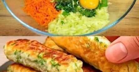 Roulés de légumes au four dorés et croustillants, servis avec sauce au concombre frais
