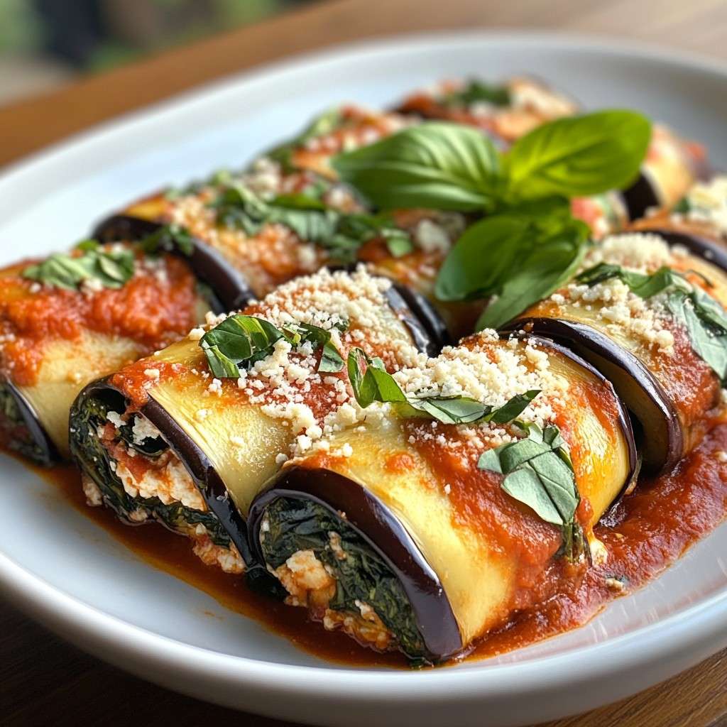 Rollatini d’aubergines aux épinards et à la ricotta