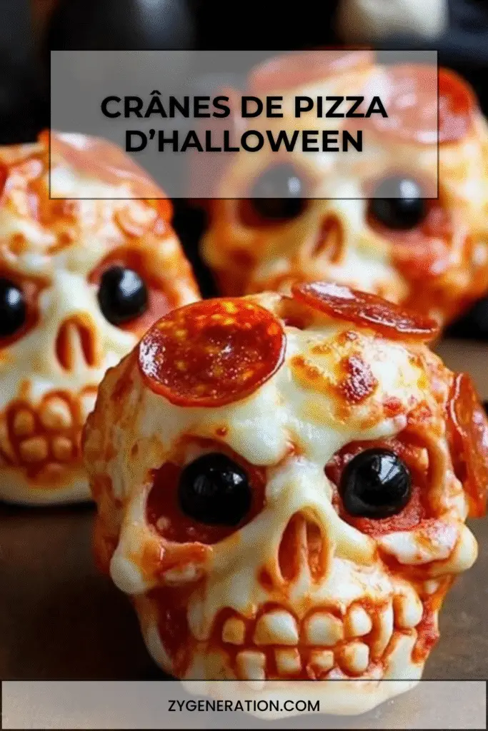 Crânes de pizza d’Halloween garnis et effrayants