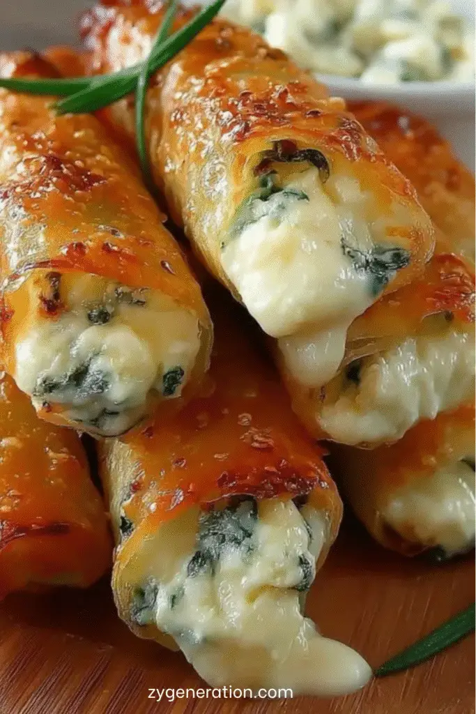 Cigares croustillants de courgettes au fromage feta et mozzarella dorés au four