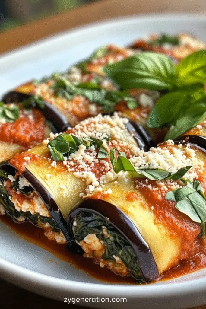Rollatini d’aubergines aux épinards et à la ricotta