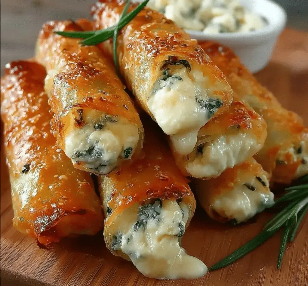 Cigares croustillants de courgettes au fromage feta et mozzarella dorés au four