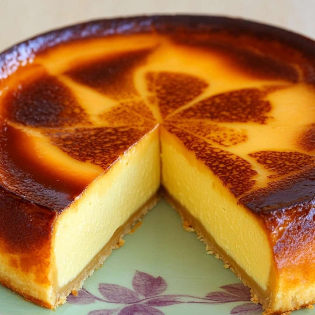 Part de flan pâtissier à la vanille ultra onctueux sur une assiette