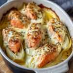 Gratin d’endives au saumon fumé nappé de crème citronnée et fromage gratiné