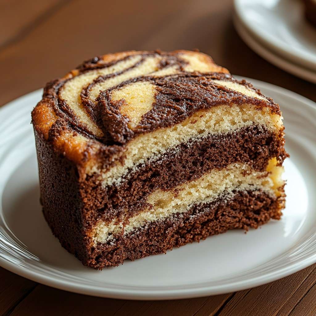 Gâteau marbré au chocolat noir et vanille moelleux