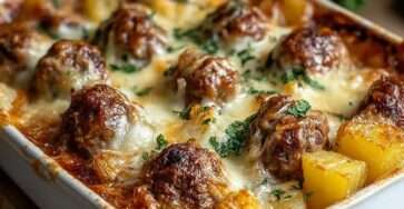 gratin de pommes de terre et boulettes de viande