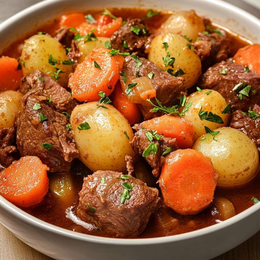 Recette authentique du bœuf bourguignon traditionnel : viande fondante, légumes riches, vin corsé, mijotage lent.