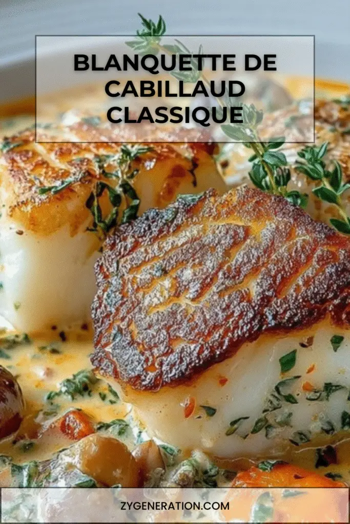 Blanquette de cabillaud servie dans une assiette creuse, nappée d’une sauce crémeuse aux légumes et accompagnée de riz blanc.