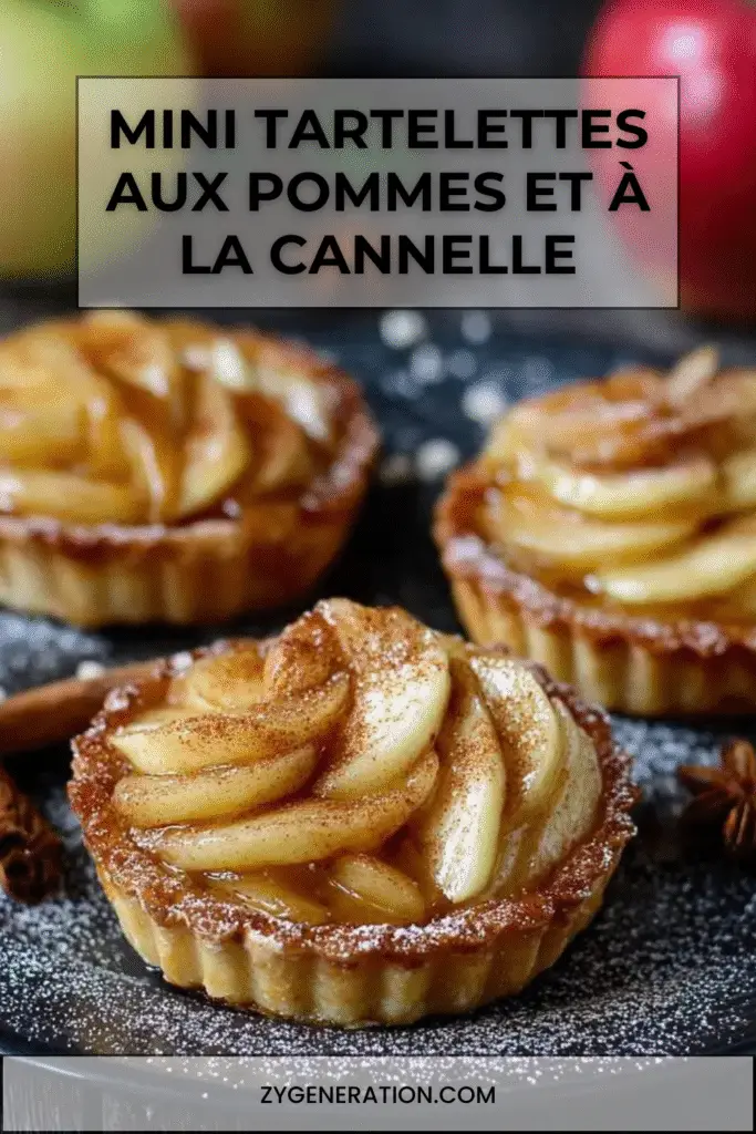Mini tartelettes aux pommes dorées, garnies de dés de pommes caramélisés à la cannelle
