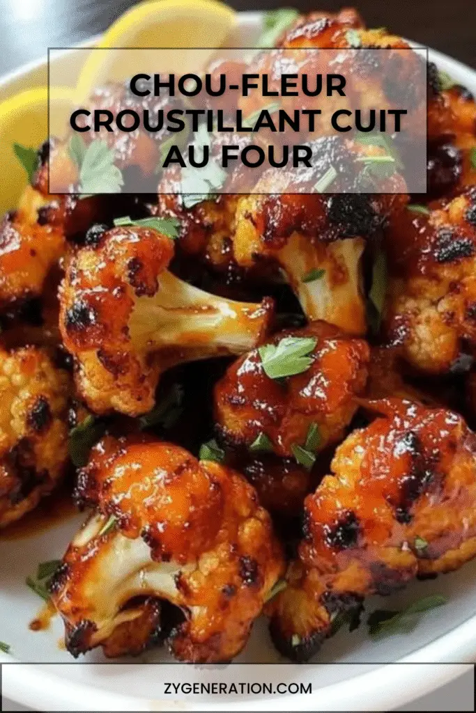 chou-fleur croustillant cuit au four doré et servi avec sauce