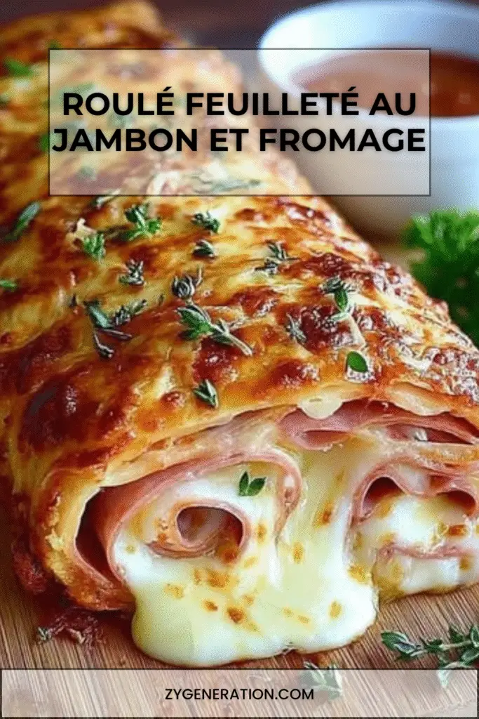 roulé feuilleté au jambon et fromage doré et croustillant sorti du four
