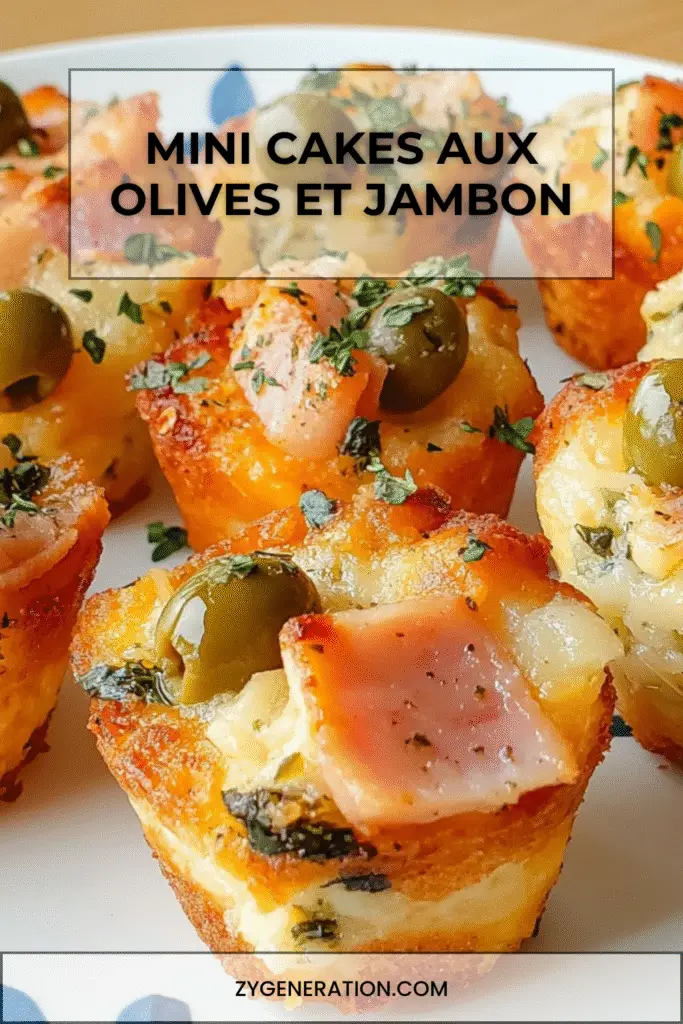 mini cakes dorés garnis de dés de jambon et olives