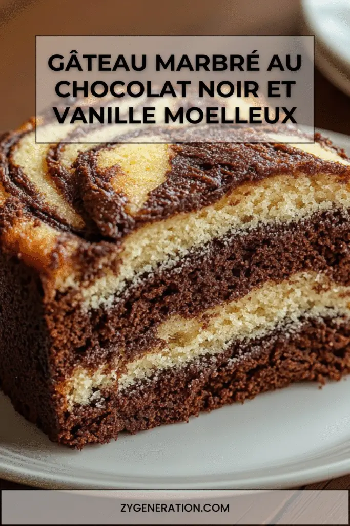 Gâteau marbré au chocolat noir et vanille moelleux