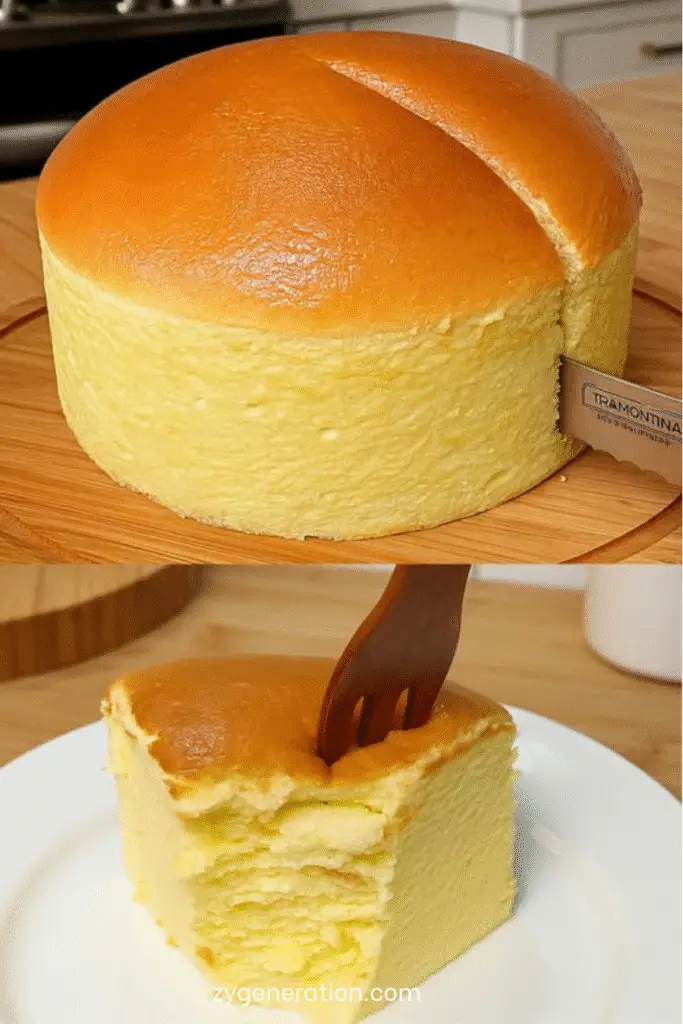 Part de gâteau au yaourt et citron ultra moelleux sur une assiette blanche.