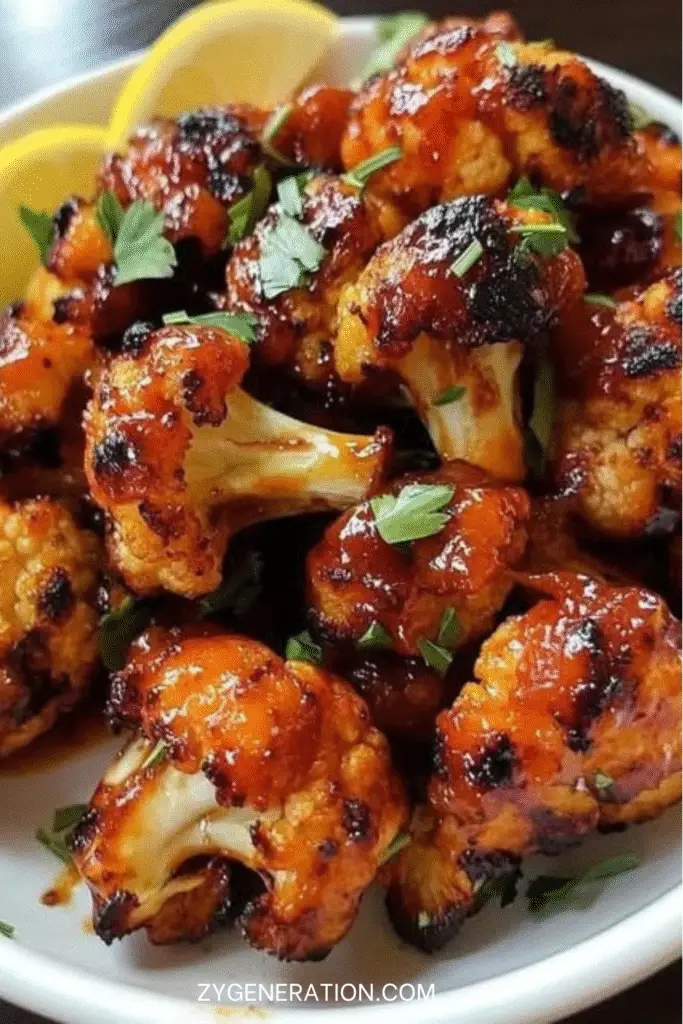 chou-fleur croustillant cuit au four doré et servi avec sauce