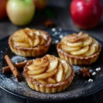 Mini tartelettes aux pommes dorées, garnies de dés de pommes caramélisés à la cannelle