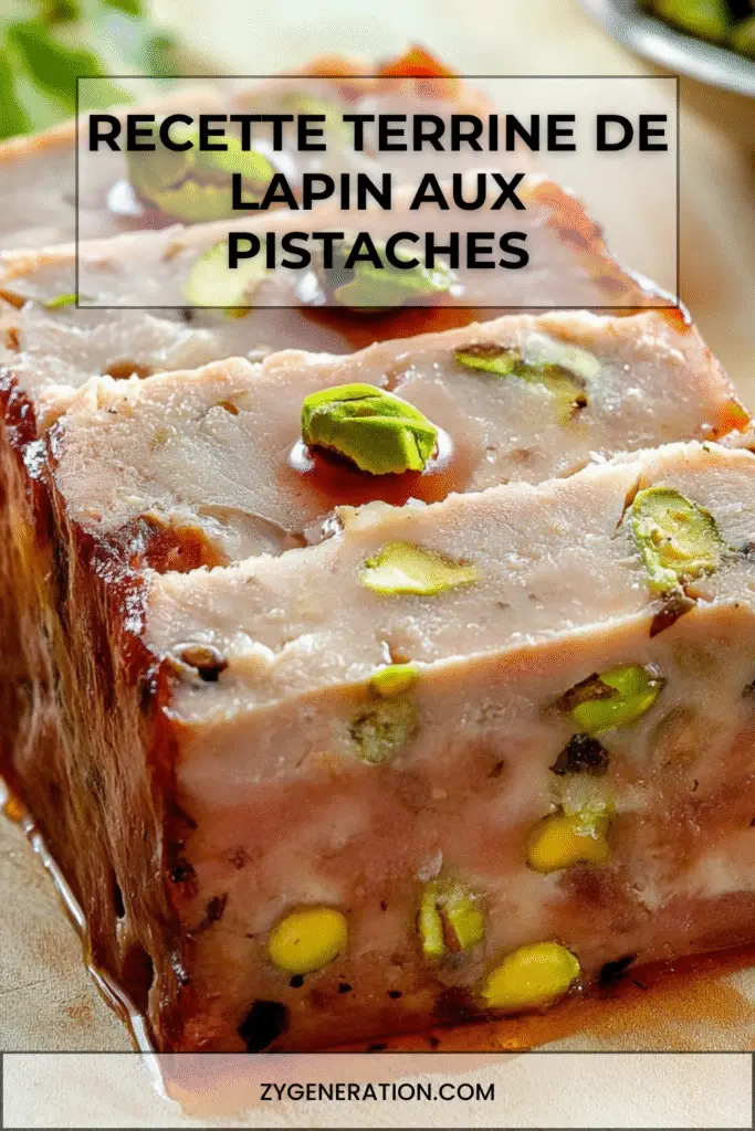 Terrine de lapin aux pistaches tranchée et servie froide avec pain de campagne et salade verte