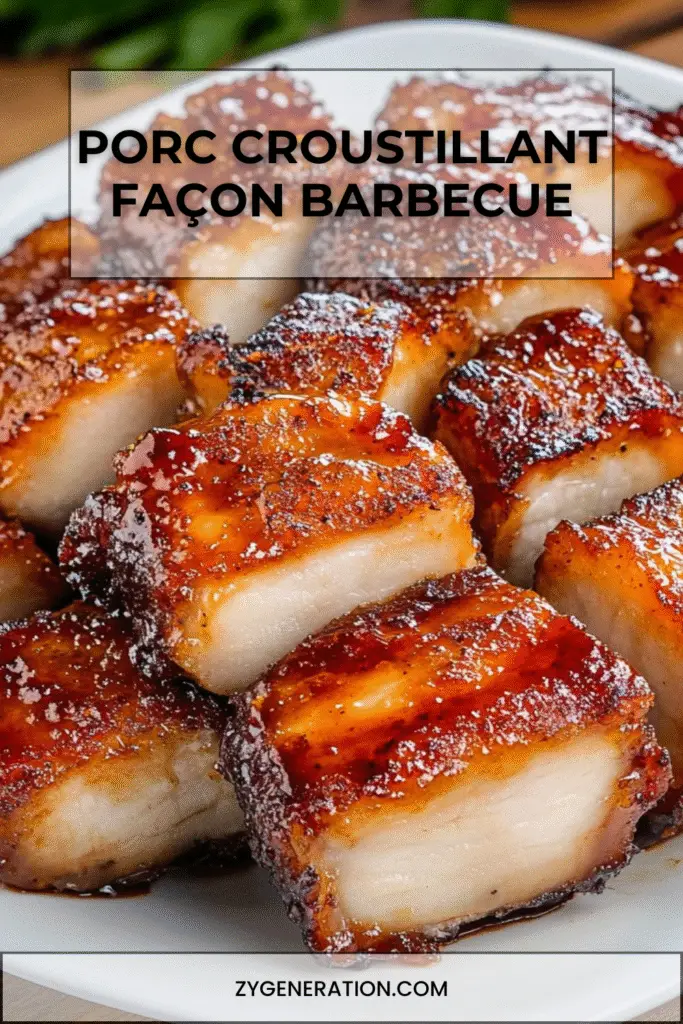 Porc croustillant façon barbecue doré et laqué, servi avec salade coleslaw et pommes de terre rôties