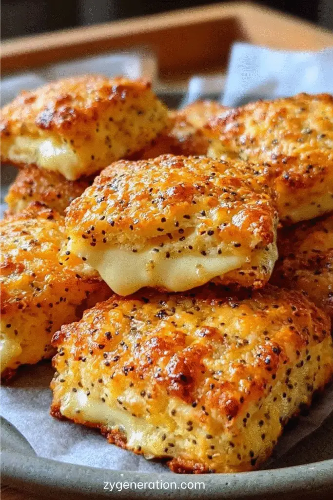iscuits salés au fromage cheddar et à la moutarde, dorés et croustillants, servis sur une planche en bois pour l’apéritif.