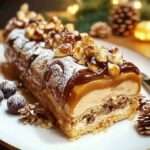bûche de noël caramel cacahuètes décorée chocolat