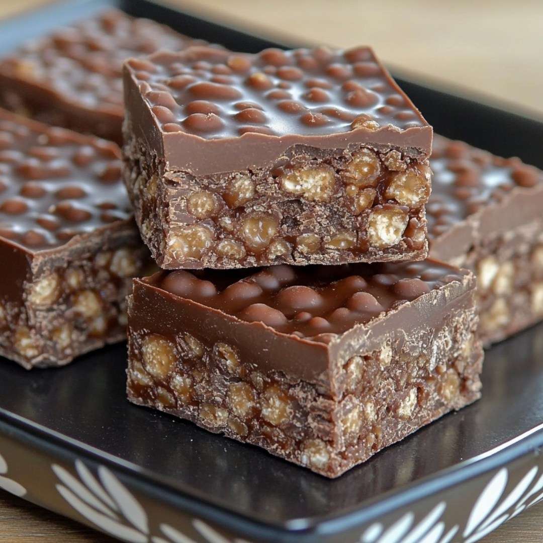 barres croustillantes au chocolat noir maison avec riz soufflé