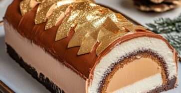 bûche glacée nutella avec croustillant speculoos et glaçage chocolat lait