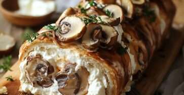buche salée aux champignons génoise roulée mascarpone crémeuse