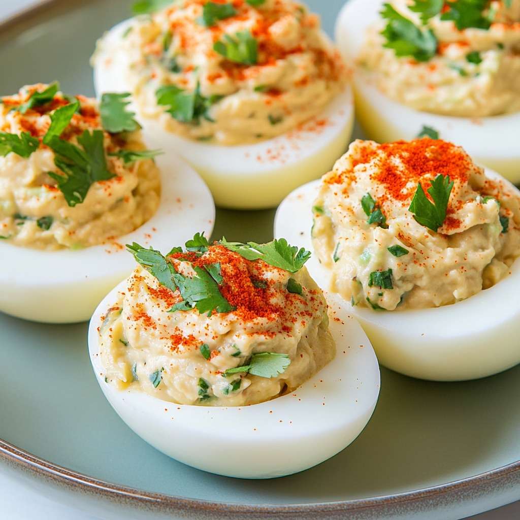 oeufs mimosa farcis à l avocat citron vert garniture verte crémeuse