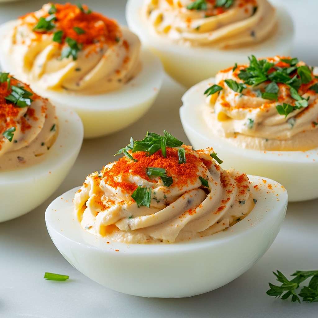 oeufs mimosa classiques farcis à la mayonnaise et herbes fraîches