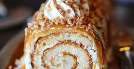 gâteau roulé au caramel au beurre salé maison sur une assiette