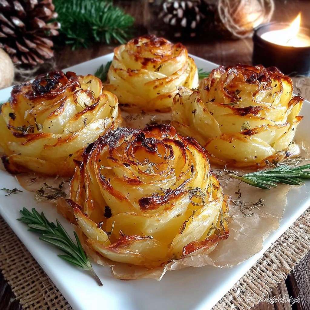 roses de pommes de terre croustillantes cuites au four dans moule à muffins