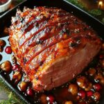 jambon glacé au miel et à la moutarde doré au four