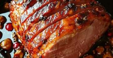 jambon glacé au miel et à la moutarde doré au four