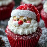 cupcakes père noël red velvet décorés avec crème au fromage et noix de coco