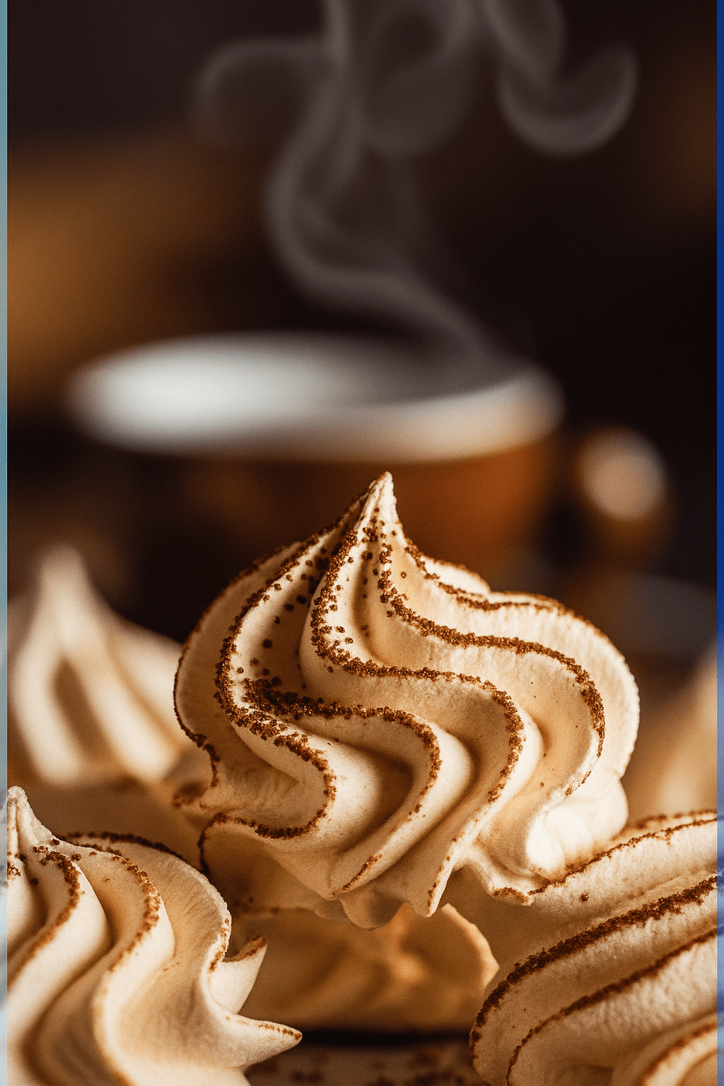 meringues au café dorées et légères disposées sur une assiette