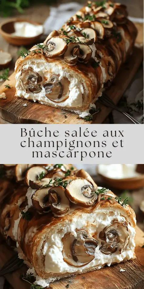buche salée aux champignons génoise roulée mascarpone crémeuse