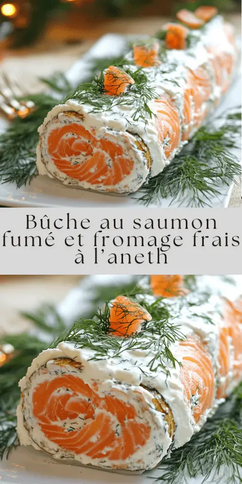 buche salée saumon fumé fromage frais aneth roulé génoise moelleuse