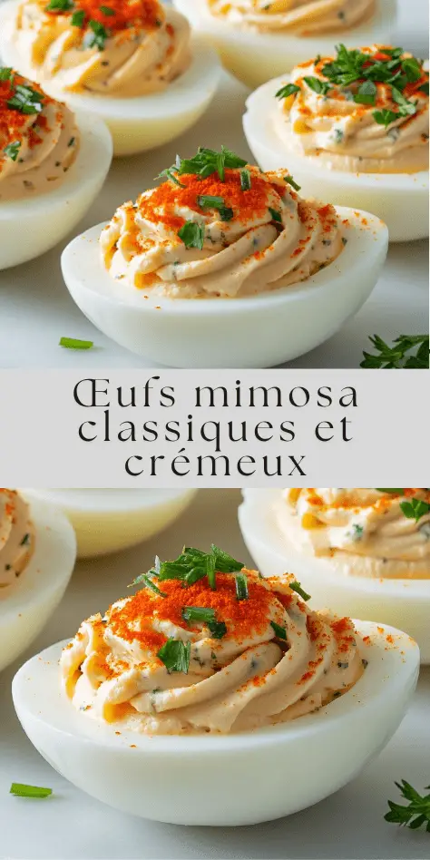 oeufs mimosa classiques farcis à la mayonnaise et herbes fraîches