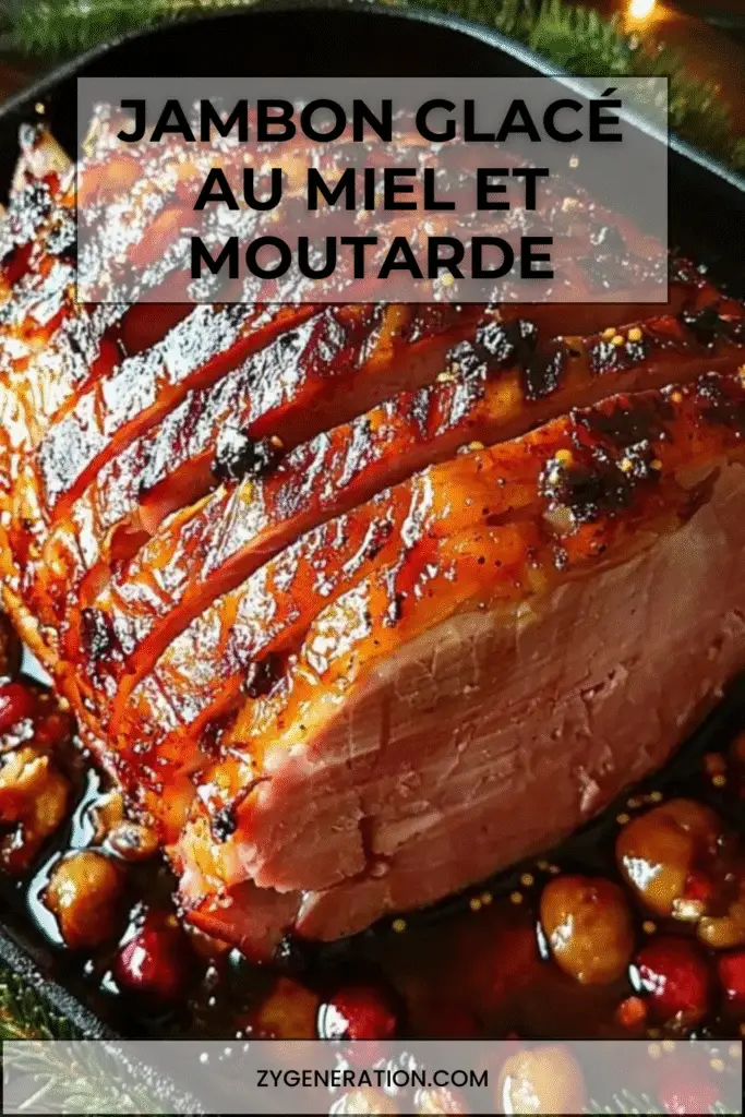 jambon glacé au miel et à la moutarde doré au four