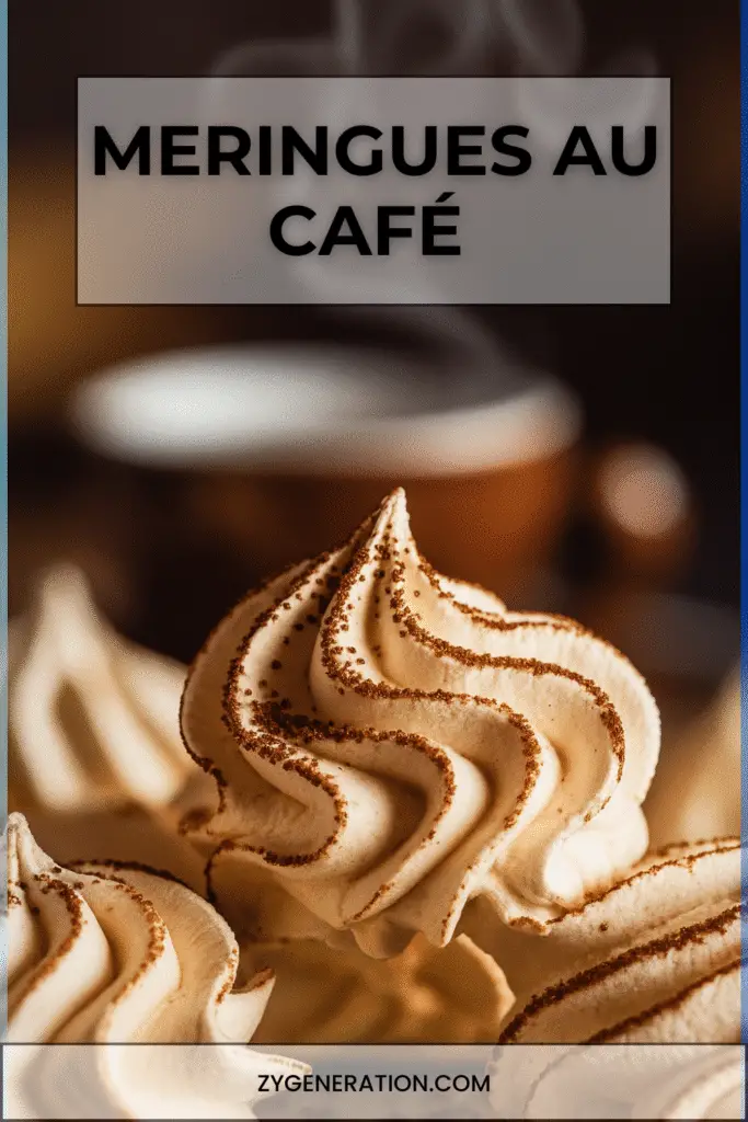 meringues au café dorées et légères disposées sur une assiette