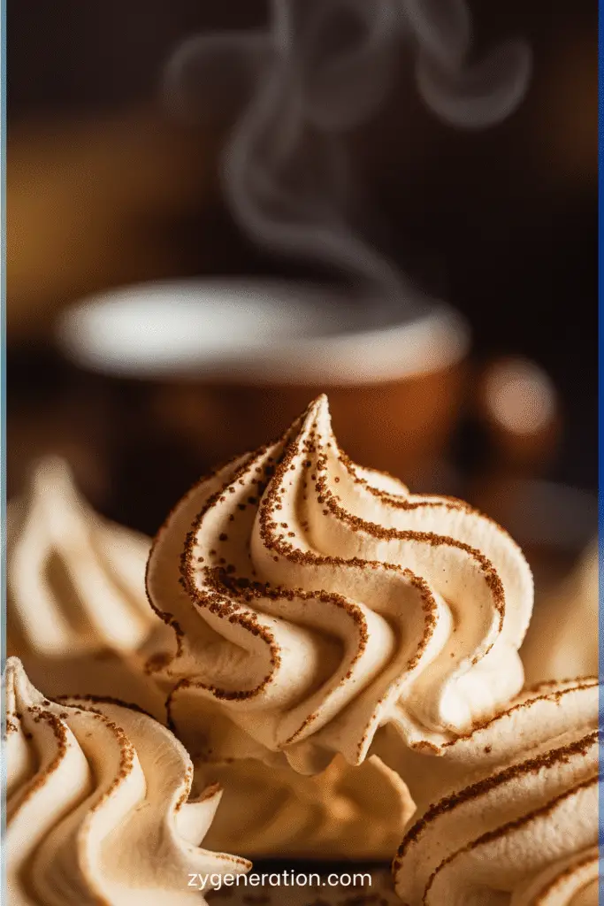 meringues au café dorées et légères disposées sur une assiette