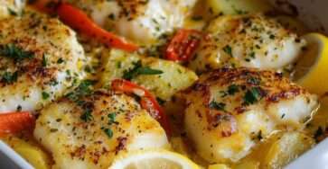 dos de cabillaud en cocotte avec légumes rôtis crème au parmesan et citron